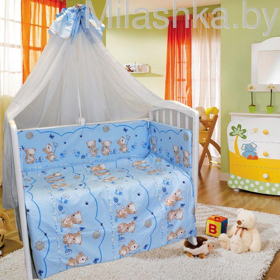 Детское постельное белье в кроватку Мишка на прогулке розовый - фото 2 - id-p58644315