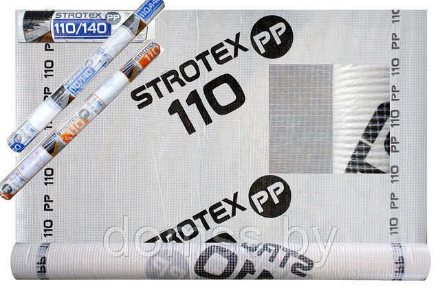 Армированная пароизоляционная пленка STROTEX 110 РР гидро-ветрозащитная, рулон 1,5*50м, 3 слоя