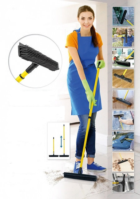 Щетка телескопическая резиновая с водосгоном «МАГИЯ ЧИСТОТЫ» TPR Floor Cleaning Rubber Broom