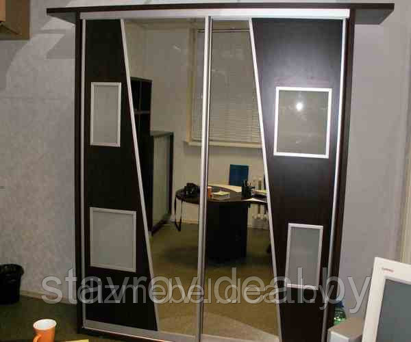 Линейный шкаф-купе с зеркалом на дверях - фото 1 - id-p3140508