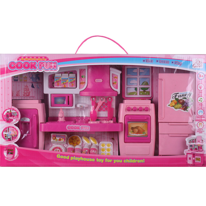 Детский игровой набор Моя первая кухня (свет+звук) розового цвета