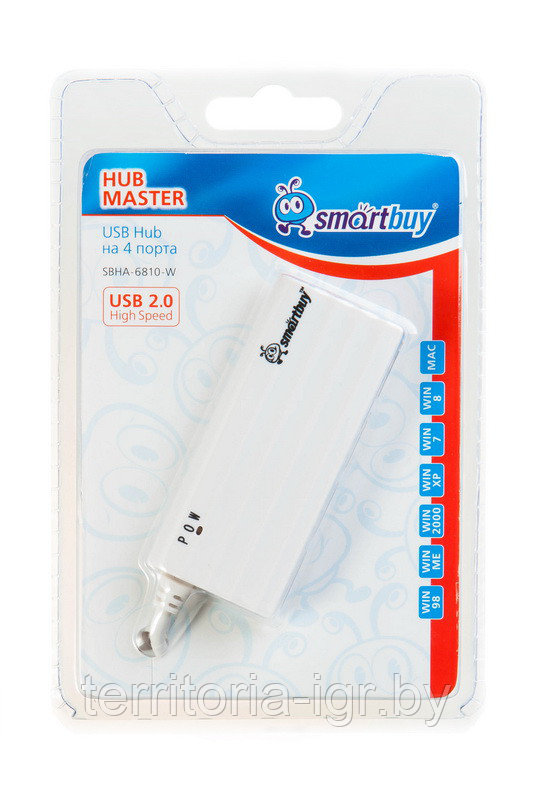 Разветвитель USB Hub 4 порта SBHA-6810-W белый Smartbuy