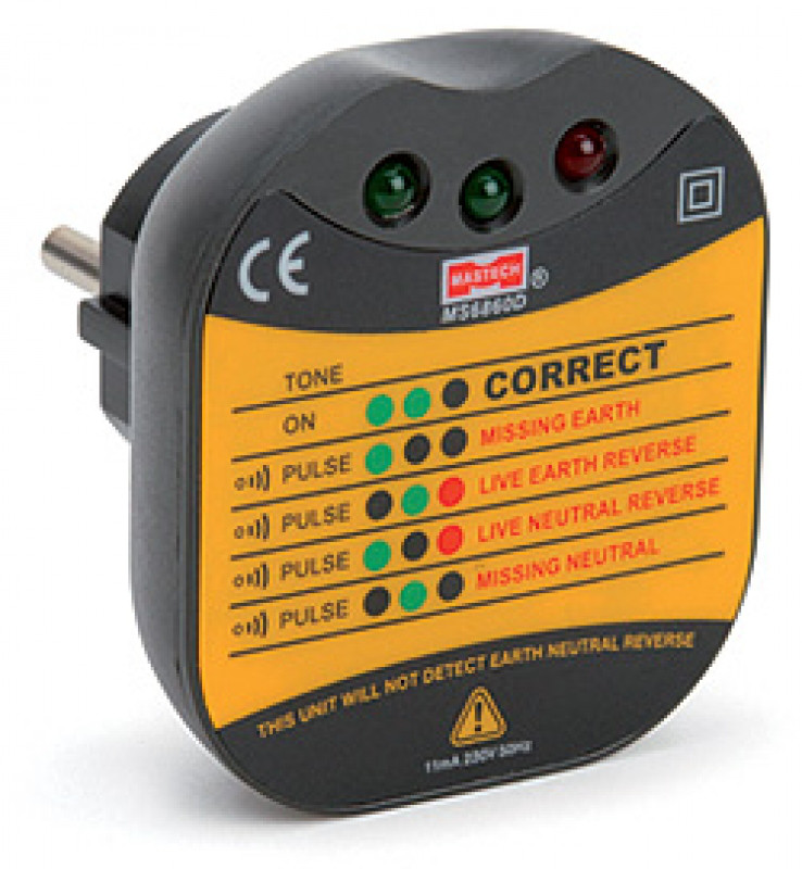 MS6860D Тестер электросети для евро-розеток цифровой (Mastech)
