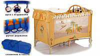 Манеж-кровать (2в1) "Capella C2" двухуровневый с пеленальным столиком и дугой с игрушками, 120х60
