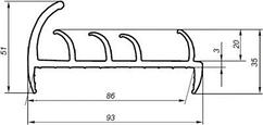 Профиль уплотнительный для рефрижератора,резиновый профиль, 93мм