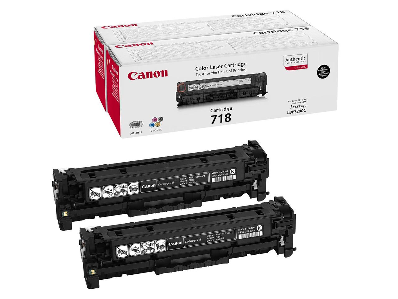 Картридж 718BK/ 2662B002 (для Canon i-SENSYS LBP7200/ LBP7310/ LBP7680/ MF728) чёрный, двойная упаковка