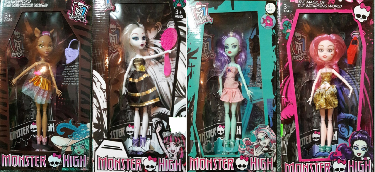 Набор кукол Monster High Монстер Хай (4в1) на шарнирах с аксессуарами - фото 1 - id-p70385809