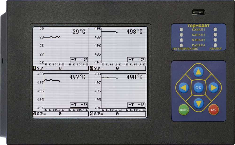 Термодат-19Е6 - четырехканальный программный ПИД-регулятор температуры и электронный самописец с графическим 6