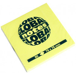 Бумага для заметок GLOBAL NOTES 75 х 75 мм, 80л., жёлтый неон (цена с НДС)