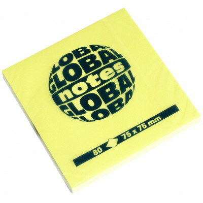 Бумага для заметок GLOBAL NOTES 75 х 75 мм, 80л., жёлтый неон (цена с НДС) - фото 1 - id-p70415163