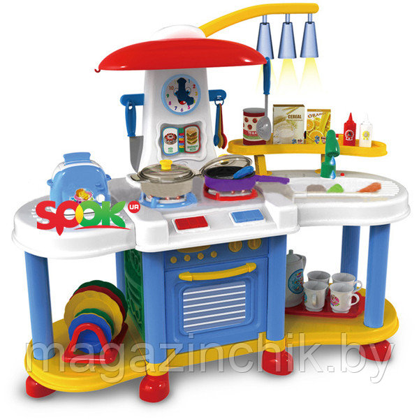 Детская Кухня игровая ZB 6006 A с водой и тостером, 30 аксессуаров, со светом и звуком