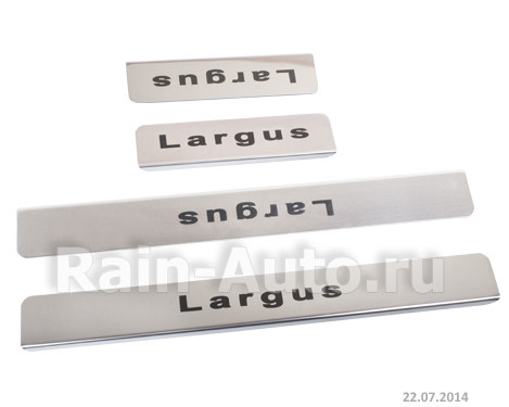 Накладки внутренних порогов dollex, LADA LARGUS, надпись 'Largus' (нерж. сталь) (к-т 4 шт.) - фото 1 - id-p70594342