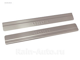 Накладки внутренних порогов dollex, FORD Fiesta (2015->) ступенчатые (нерж. сталь) (к-т 2 шт.)