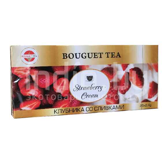 Травяной чай "Клубника со сливками" BOUGUET TEA, 25*2,4г