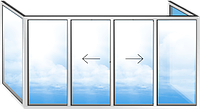 Алюминиевая балконная рама раздвижная П-образная