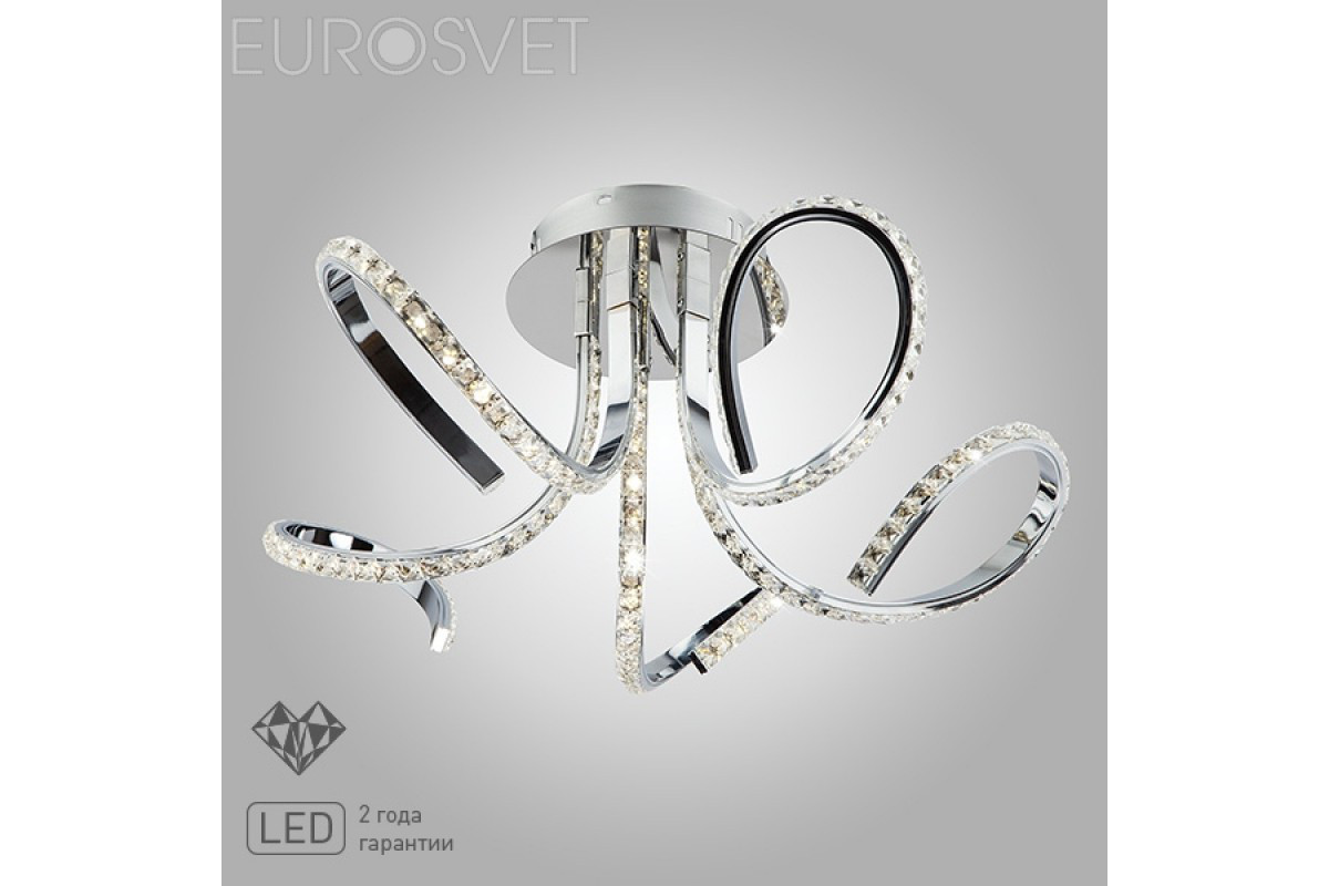 Светодиодный потолочный светильник с хрусталем 90063/5 хром Eurosvet - фото 1 - id-p70840073