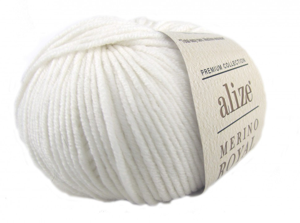 Пряжа Alize Merino Royal цвет 55 белый - фото 1 - id-p70898298