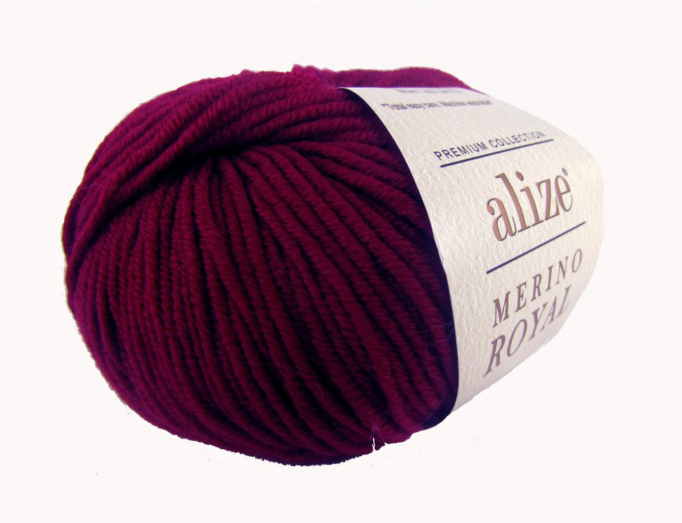 Пряжа Alize Merino Royal цвет 323 винный снят с пр-ва