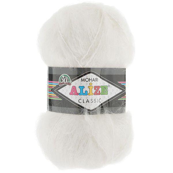 Пряжа Alize Mohair Classic цвет 55 белый - фото 1 - id-p70901210