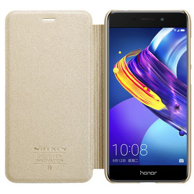 Полиуретановый чехол книга Nillkin Sparkle Leather Case Gold для Huawei Honor 6C Pro\ V9 Play - фото 3 - id-p70900378