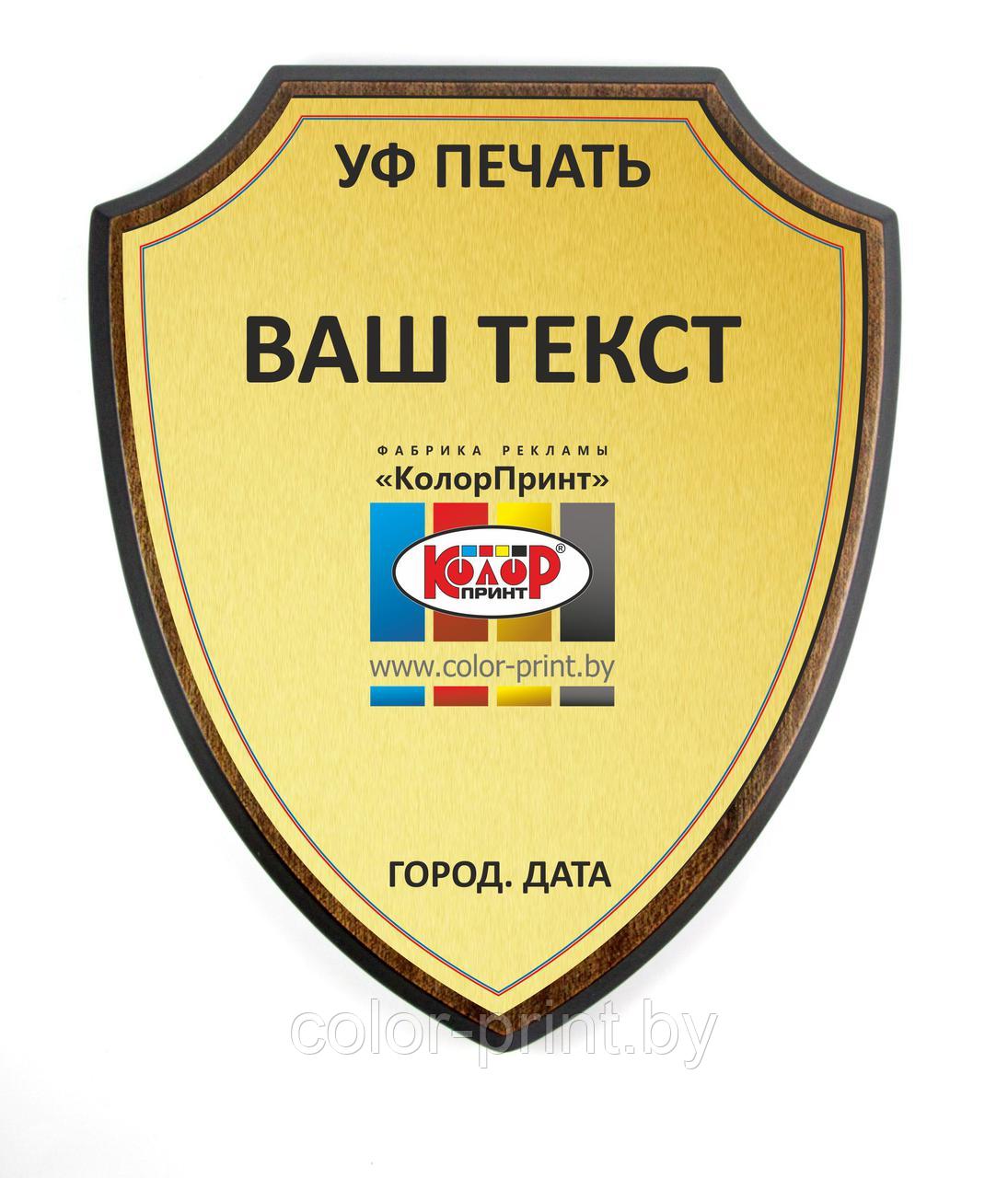 Плакетка  "Вымпел". Металлизированный пластик с УФ печатью.