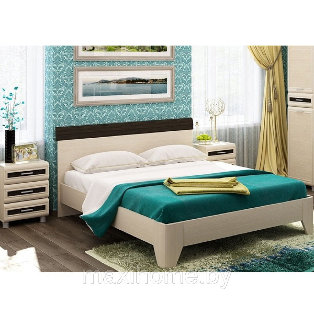 Кровать «Лером» (1,2 м) КР-109, цвет дуб беленый комбинированный - фото 1 - id-p71001092