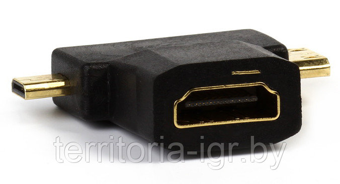 Адаптер HDMI F-miniHDMI M-microHDMI M A119 Smartbuy