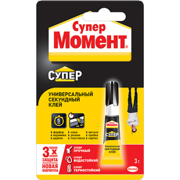 Супер клей Момент секундный 3 г. универсальный, мультикарта - фото 1 - id-p71032075