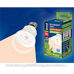 LED-A60-10W/SPFR/E27/CL PLP01WH Лампа светодиодная для растений : Форма "A", прозрачная колба. Картон. ТМ
