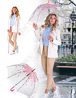 Зонт-трость «НЕЖНОСТЬ» (Umbrella transparent with light pink flowers)