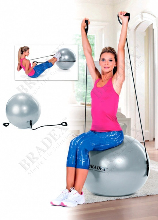 Мяч для фитнеса «ФИТБОЛ-65 с эспандерами» (Fitness Ball with expanders, grey) - фото 1 - id-p53901273