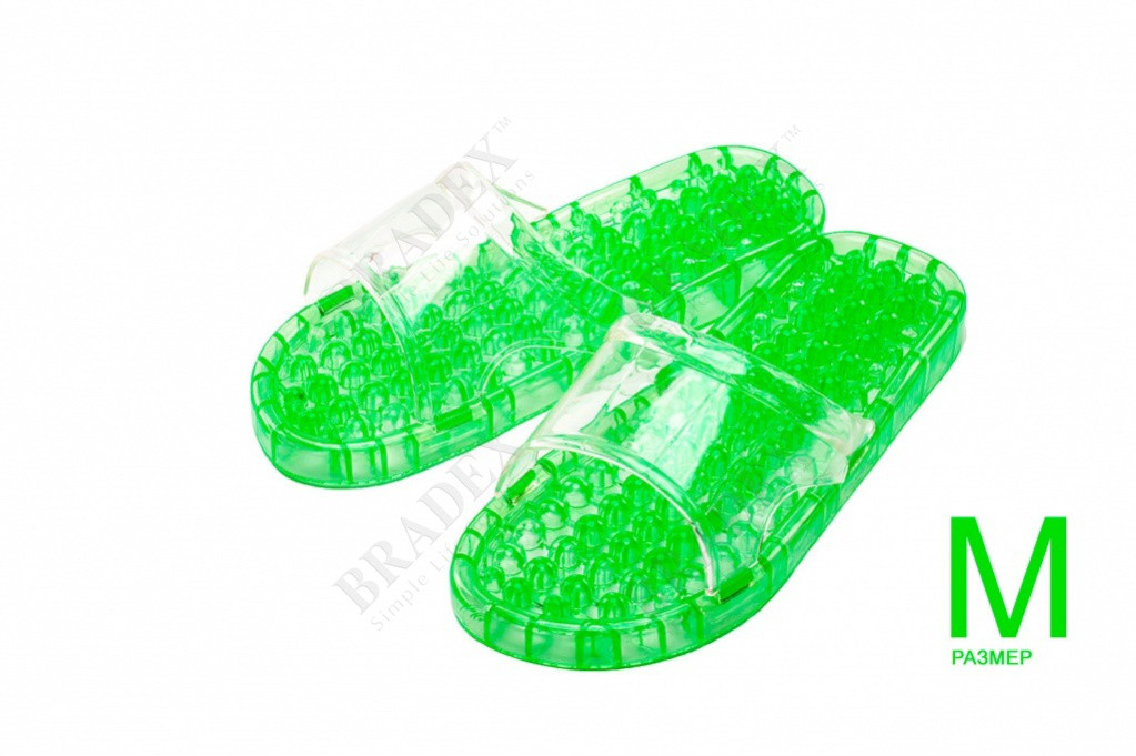Тапочки массажные из силикона M (26см) (Massage slippers size M, green color)