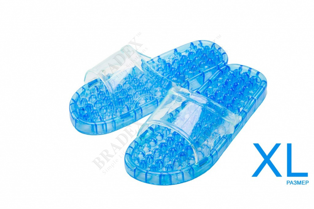 Тапочки массажные из силикона XL (28см) (Massage slippers size XL, blue color)