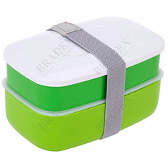 Ланч-бокс с двумя отделениями и приборами, 1,2 л. (Lunch-box with two compartments and cutlery, 1,2