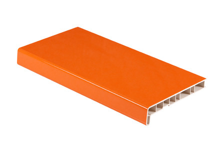 Пластиковый подоконник ПВХ дизайнерский цвет оранж глянцевый серия Подоконники Crystalit Кристалит