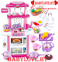 Детская  кухня с чайником и водой,светом и звуком арт.758 b розовая