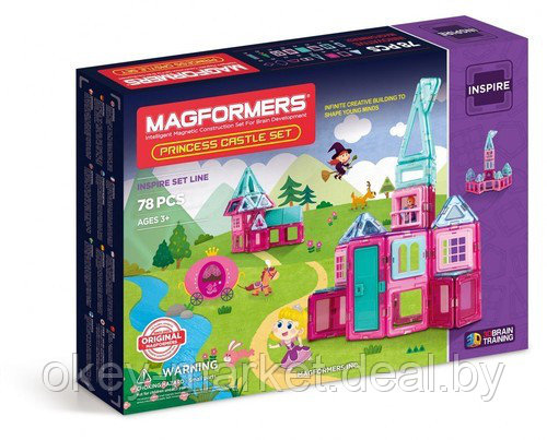 Магнитный конструктор Magformers Princess Castle Set оригинал (78 деталей) - фото 1 - id-p71598576