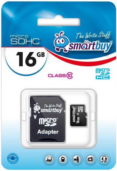 Карта памяти MicroSDHC 16GB SmartBuy (Class 10) - фото 1 - id-p3256037