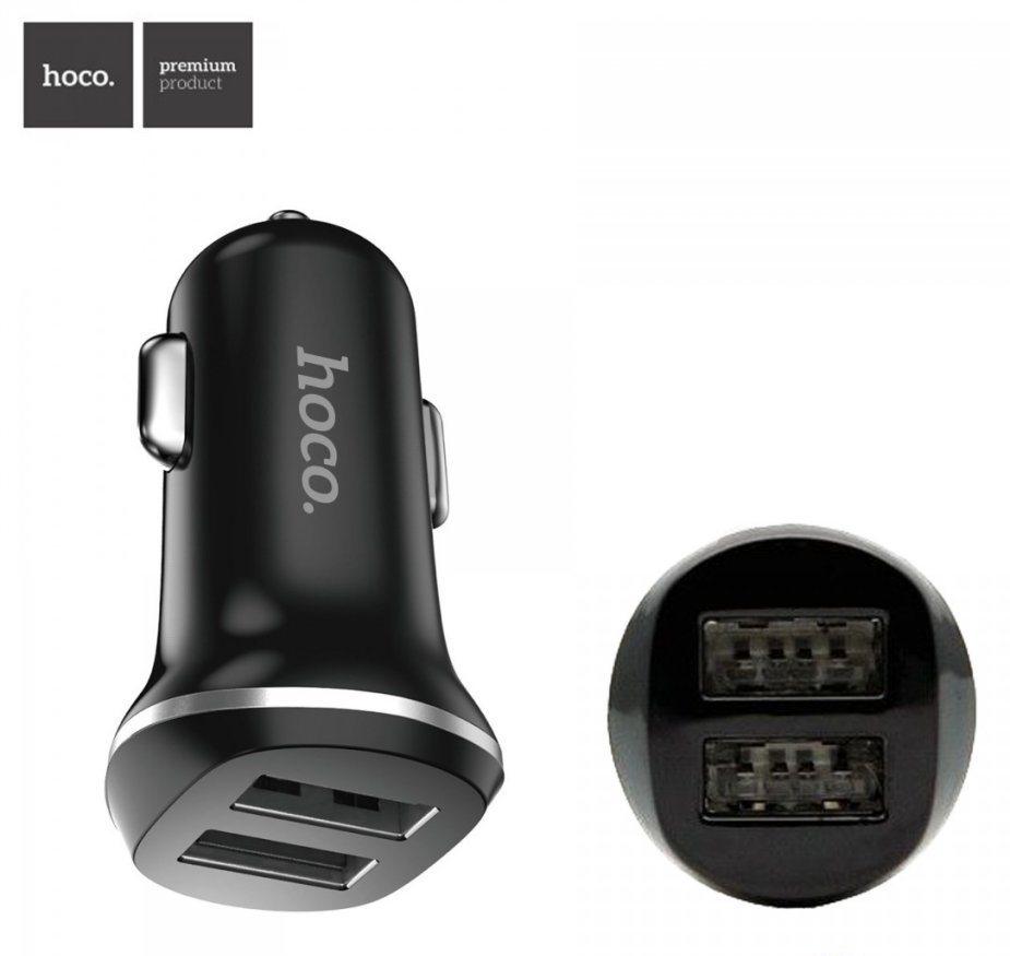 Автомобильное зарядное устройство HOCO Z1, 2.1A, 2 USB, black - фото 1 - id-p71865834