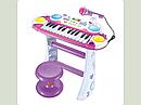 Детский синтезатор (пианино) Joy Toy 7235 с микрофоном, стульчиком, светом и звуком,розовый, фото 3