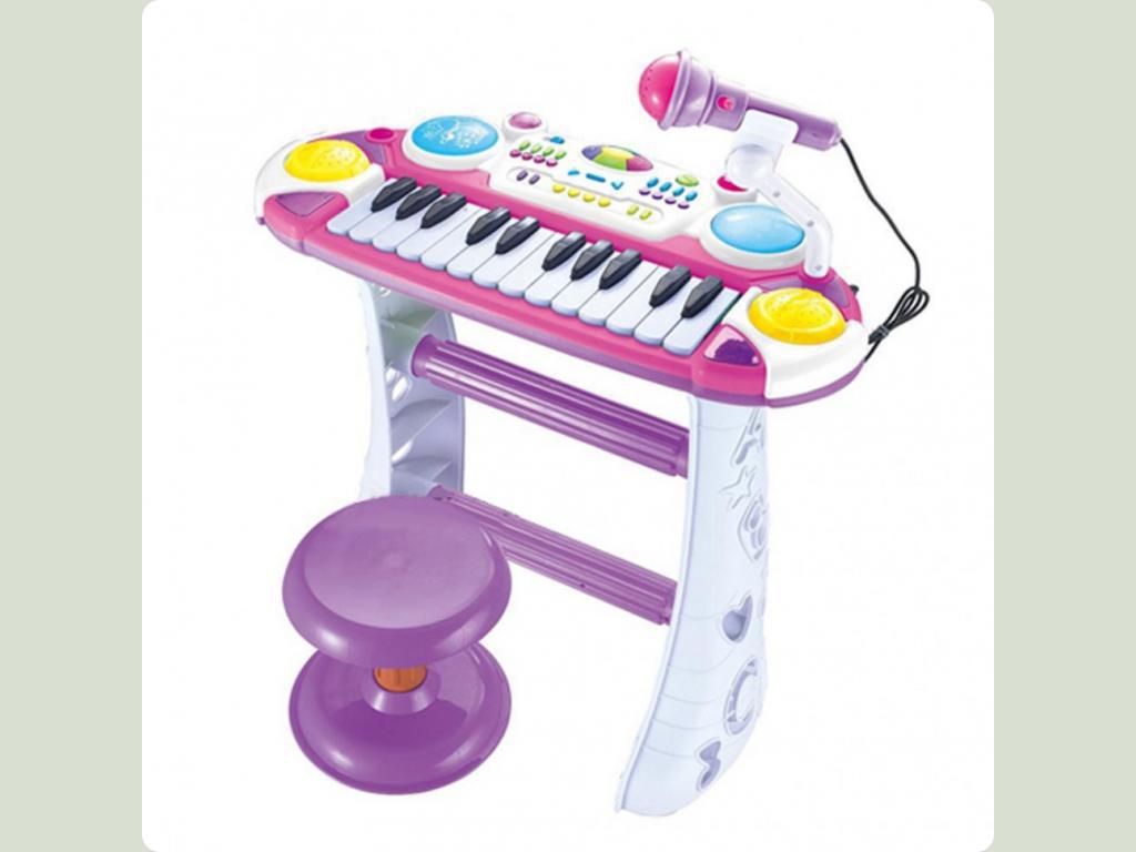 Детский синтезатор (пианино) Joy Toy 7235 с микрофоном, стульчиком, светом и звуком,розовый - фото 3 - id-p72338659