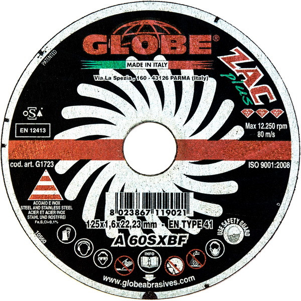Отрезной абразивный круг GLOBE ZAC 125x2,5x22.2 A30-36R - фото 1 - id-p3264989