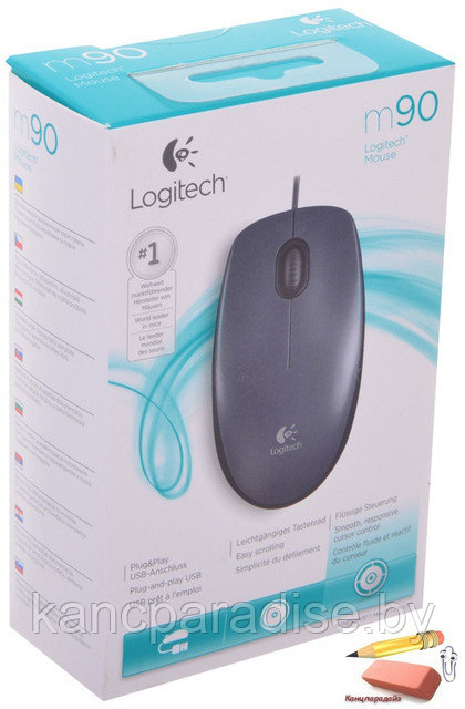 Мышь оптическая проводная Logitech Mouse M90 - EER2-GREY, USB, серая, арт.EER2-GREY - фото 1 - id-p71910793