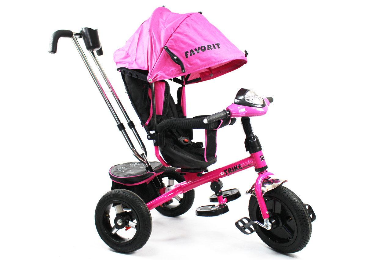 Детский трехколесный велосипед Favorit Premium FTP-1210 красный c поворотным сиденьем фиолетовый