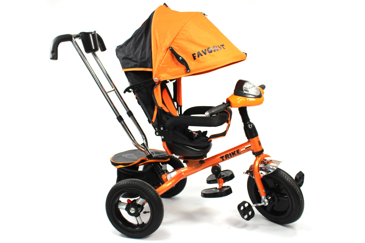 Детский трехколесный велосипед Favorit Premium FTP-1210 красный c поворотным сиденьем  оранжевый 