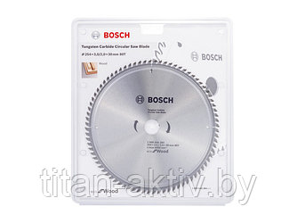 Диск пильный 254х30 мм 80 зуб. по дереву ECO WOOD BOSCH ( твердоспл. зуб)