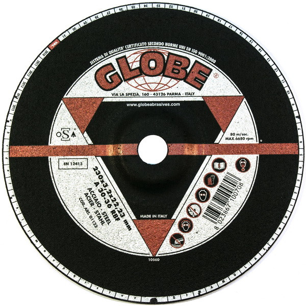 Шлифовальный абразивный круг GLOBE 230х7,0х22,2 A30-36R