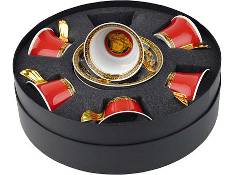 Чайный набор на 6 персон Versace Medusa, красный/золотистый, фото 2