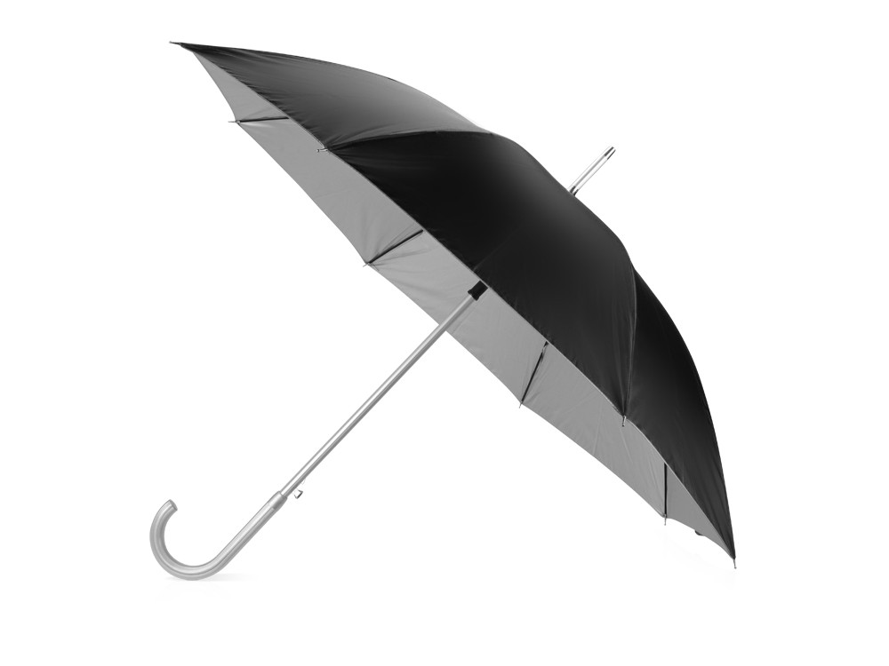 Зонт-трость полуавтомат Майорка, черный/серебристый - фото 1 - id-p72054547