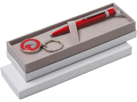 Набор Cacharel: шариковая ручка, брелок с флеш-картой USB 2. на 4 Гб, красный/серебристый, фото 2